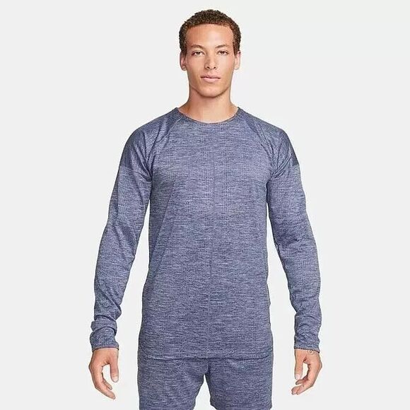 Nike YOGA Dri-Fit Long Sleeve Mens XL Thunder Blue Knit Stretch FB7775-437 NEW - Picture 1 of 16